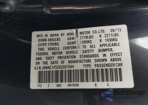 2014 Acura Rlx z USA, uszkodzony, nr VIN JH4KC1F52EC007044